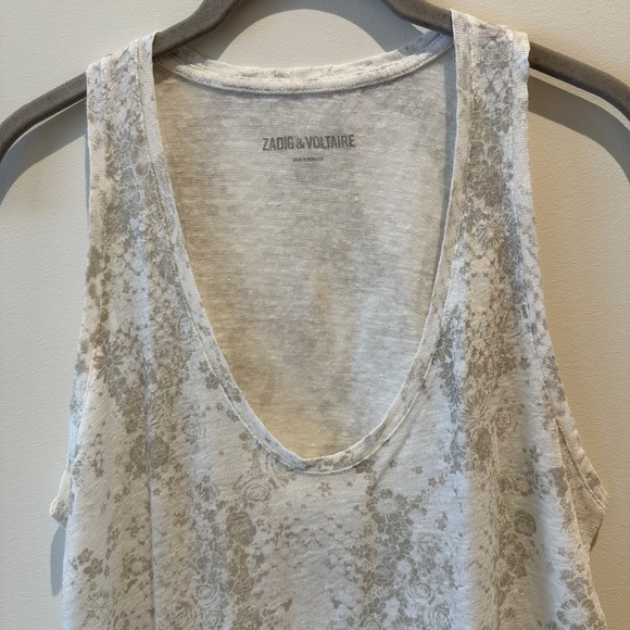 Zadig & Voltaire Linen Overdyed Wide Racerback Tank Top size small - Picture 3 of 6
